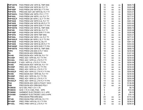 Kendall-Covidien 2009 Price List - Clarkson Laboratory and Supply