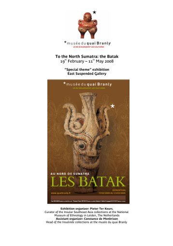 To the North Sumatra: the Batak 19th February - musée du quai Branly