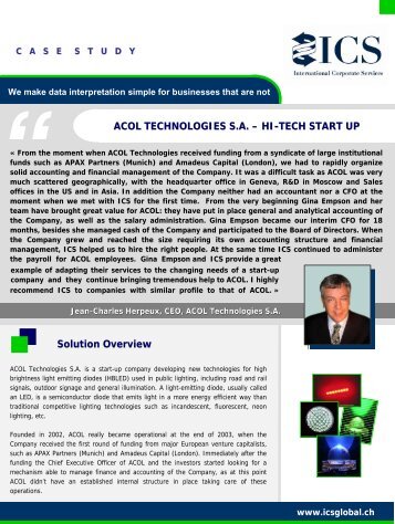 ACOL TECHNOLOGIES SA - ICS Corporate Services