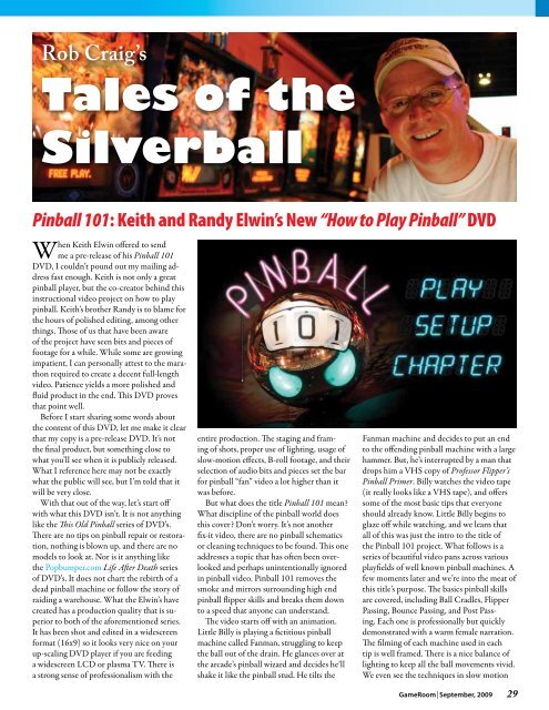 Tales of the Silverball - Pinball 101