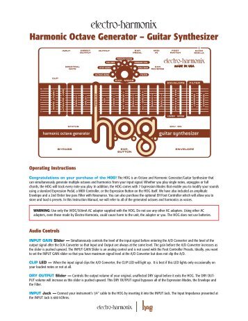 Harmonic Octave Generator – Guitar Synthesizer - Electro-Harmonix