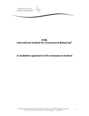 Course curriculum ICSB - International Institut for Craniosacral ...