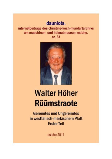 Walter Höher. Rüümstraote - Sauerlandmundart