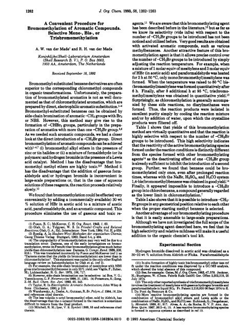 Convenient Procedure for Bromomethylation of Aromatic - American ...