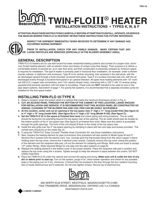 Beacon/Morris TWIN-FLOIII® HEATER - H-Mac HVAC Products