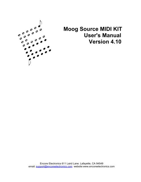 Moog Source MIDI KIT User's Manual Version 4.10 - Encore ...