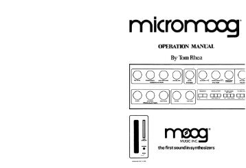 Moog Micromoog User Guide PDF - fantasyjackpalance