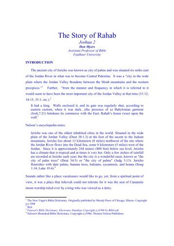 The Story of Rahab - Elmore Church Of Christ