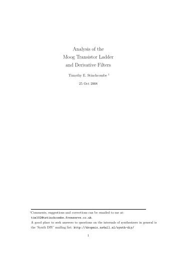 Analysis of the Moog Transistor Ladder and ... - Tim Stinchcombe