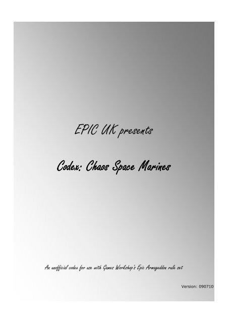 Epic Uk Presents Codex Chaos Space Marines