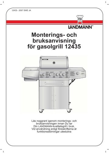 Monterings- och bruksanvisning för gasolgrill 12435 - Landmann