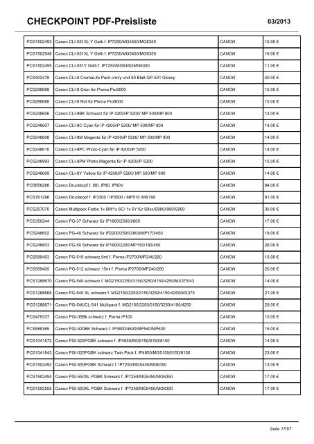 CHECKPOINT PDF-Preisliste - CHECKPOINT Computersysteme ...