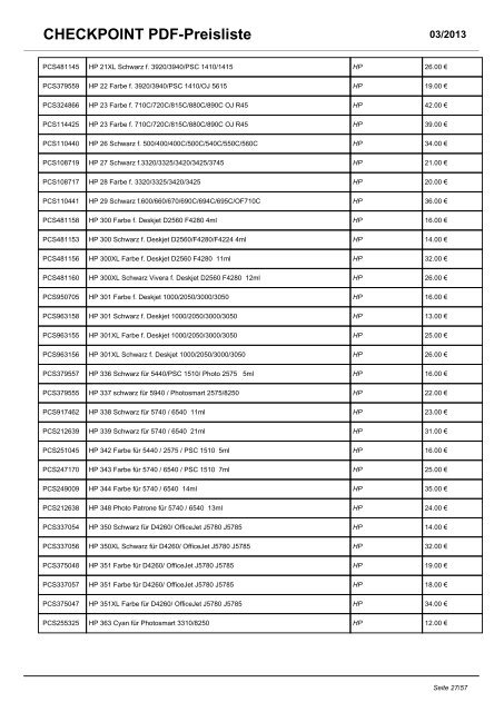 CHECKPOINT PDF-Preisliste - CHECKPOINT Computersysteme ...