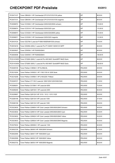 CHECKPOINT PDF-Preisliste - CHECKPOINT Computersysteme ...