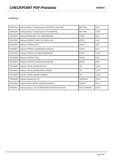 CHECKPOINT PDF-Preisliste - CHECKPOINT Computersysteme ...