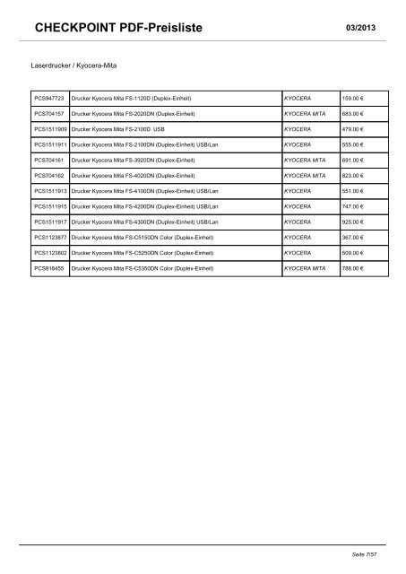 CHECKPOINT PDF-Preisliste - CHECKPOINT Computersysteme ...