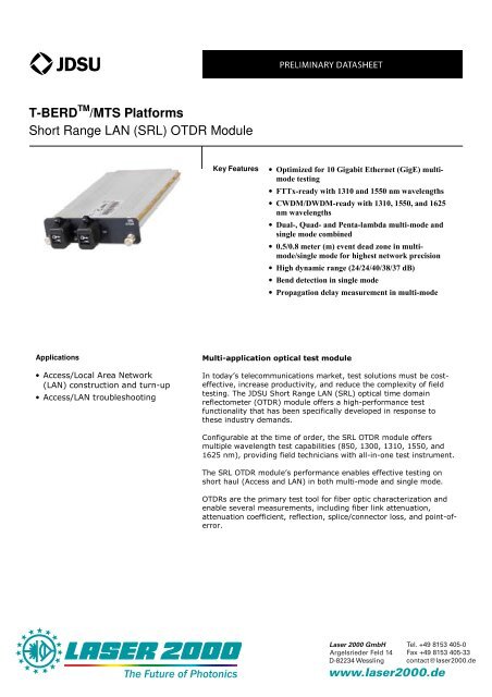 T-BERD /MTS Platforms Short Range LAN (SRL) OTDR Module