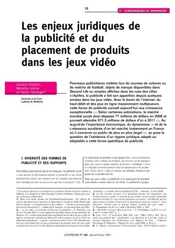 Les enjeux juridiques de la publicité et du ... - Latham & Watkins