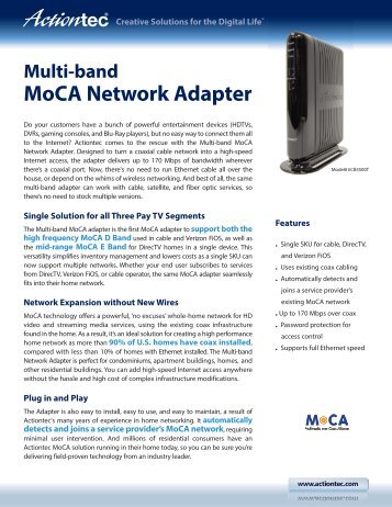 Actiontec ECB3500T Multi-band MoCA Network Adapter Datasheet