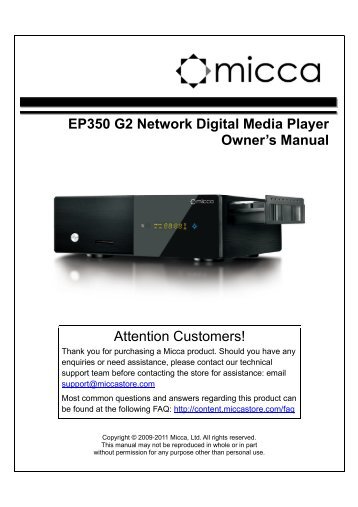Micca EP350 G2 User's Manual - Micca Store!