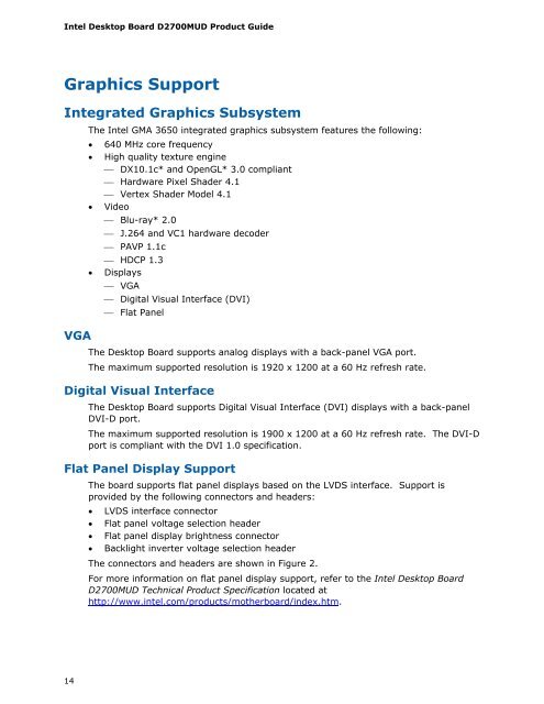 Intel® Desktop Board D2700MUD Product Guide