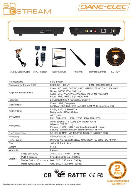 Multimedia Player HDMI & WIFI 802.11g HDMI (576p ... - DaneDigital