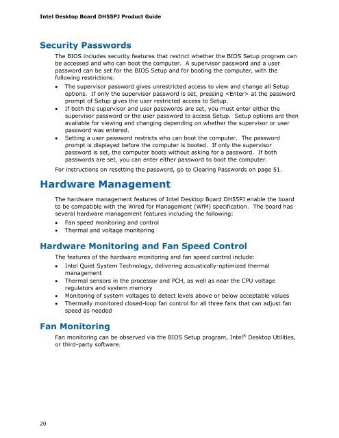 Intel® Desktop Board DH55PJ Product Guide - English (PDF