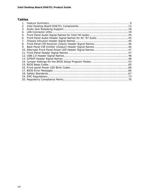 Intel® Desktop Board DH67CL Product Guide
