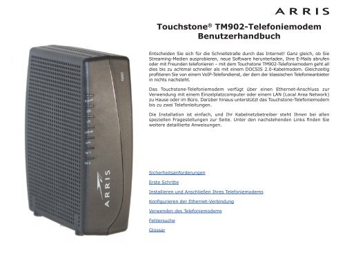 Touchstone Tm902 Telefoniemodem Arris