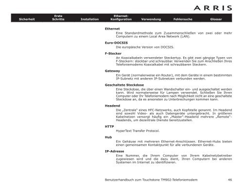 Touchstone® TM902-Telefoniemodem - Arris