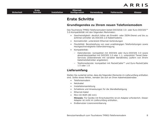 Touchstone® TM902-Telefoniemodem - Arris