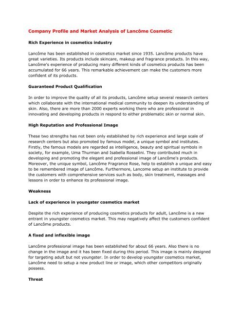 Analysis of cosmetic products