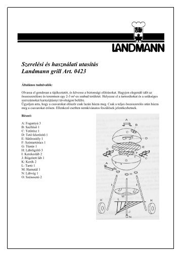 Szerelési és használati utasítás Landmann grill Art. 0423