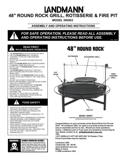 590503 Round Rock 48 Instructions Landmann Usa