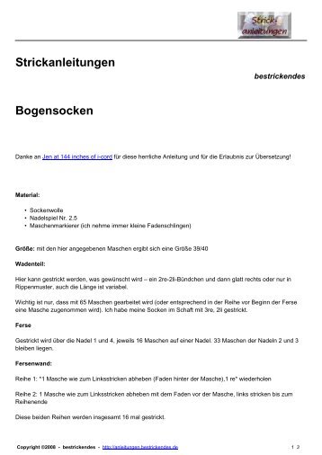 Strickanleitungen Bogensocken - Chefkoch.de