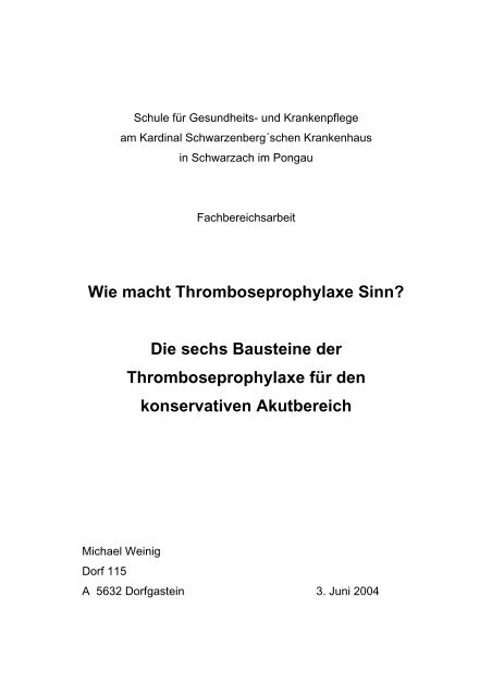 Wie Macht Thromboseprophylaxe Sinn Die Sechs Bausteine Der