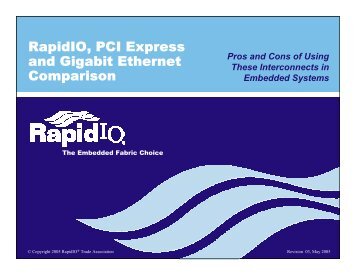 RapidIO, PCI Express and Gigabit Ethernet Comparison