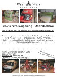 Insolvenzversteigerung - Dachdeckerei - Weis und Weis Auktionen ...