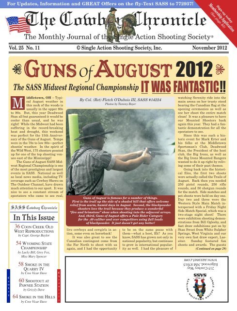 Guns AuGust2012 - Single Action Shooting Society