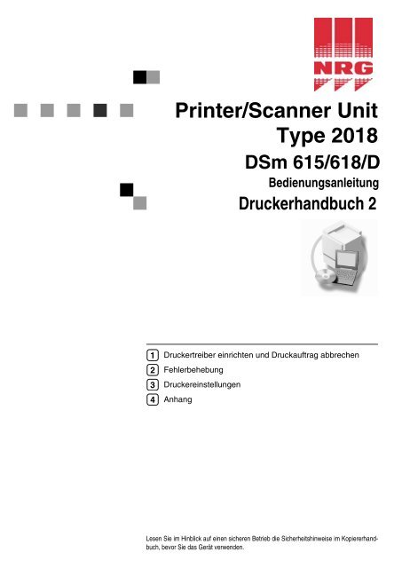 Aficio 2015/2018/2018D Bedienungsanleitung Druckerhandbuch 2