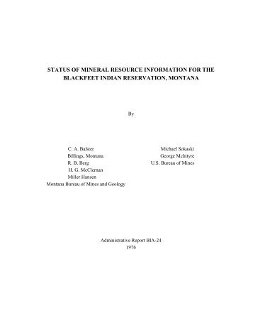 Status of Mineral Resource Information for the Blackfeet ... - EERE