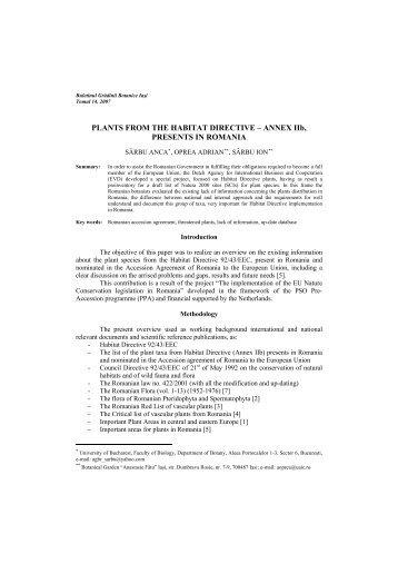 Buletinul Grădinii Botanice Iaşi - Journal of Plant Development