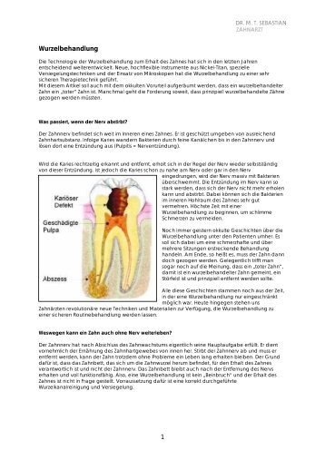 Wurzelbehandlung Informationsbrief