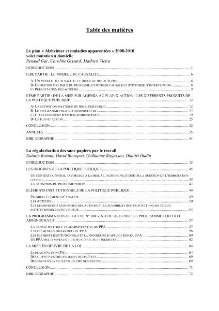 Analyse de politiques publiques - IDHEAP