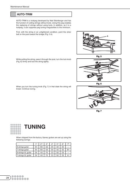 Table of Contents - Ibanez Guitars