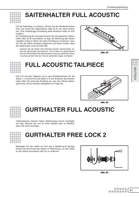 Table of Contents - Ibanez Guitars