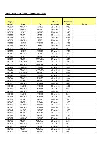 CANCELLED FLIGHT GENERAL STRIKE 29-03-2012 - Iberia