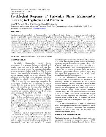 Physiological Response of Periwinkle Plants ... - Fspublishers.org