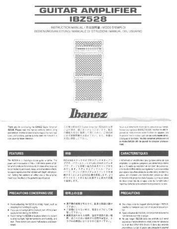 Page 1 GUITAR AMPLIFIER IBZ528 INSTRUCTION MANUAL ...