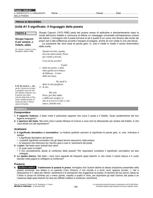 Poesia Files Unita A1 Il Significato Pp 130 131 Pdf